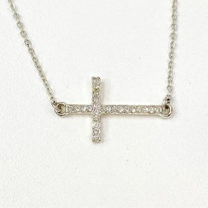 {4 for $20} Express Rhinestone Cross Pendant Silver Tone Necklace